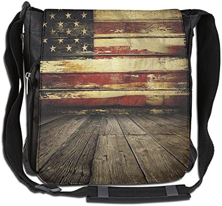 Lovebbag Vintage American Flag On Wooden Planks Wall Background Grunge Crossbody Messenger Bag