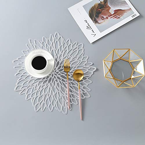 WARMTONE Silver Placemats Charger Plates Set of 10 for Round Tables