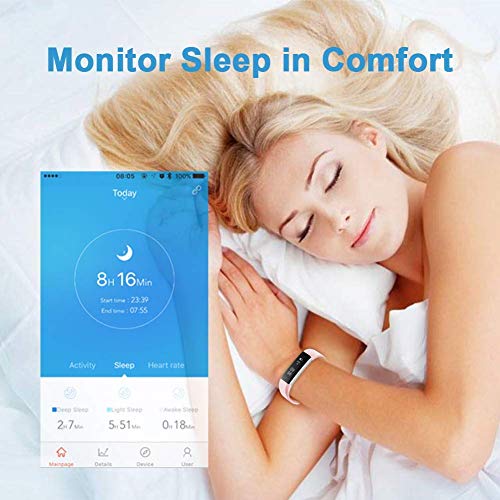 Lintelek Fitness Tracker, Slim Activity Tracker with Heart Rate Monitor, IP67 Waterproof Step Counter, Calorie Counter, Pedometer for Kids, Women, Men and Gift - Thumbnail 2