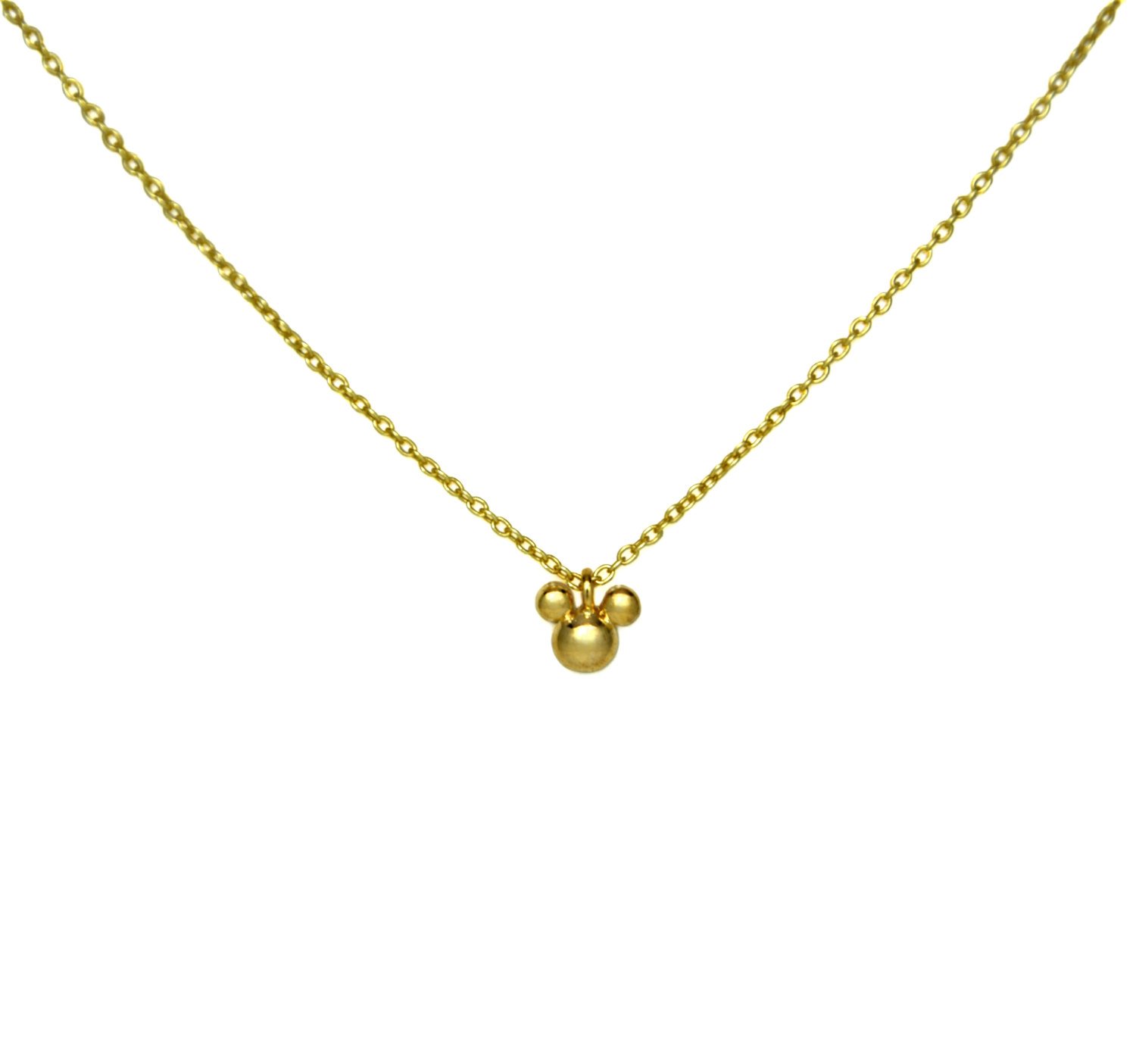 Gold Mickey Mouse Necklace Handmade