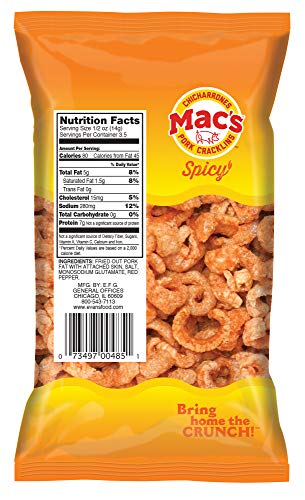 Mac's Hot Pork Cracklin Curls - Crunchy Low Carb Keto Friendly Snack, Cracklin' / Crackling Curls (1.75 oz bags, 24 ct)