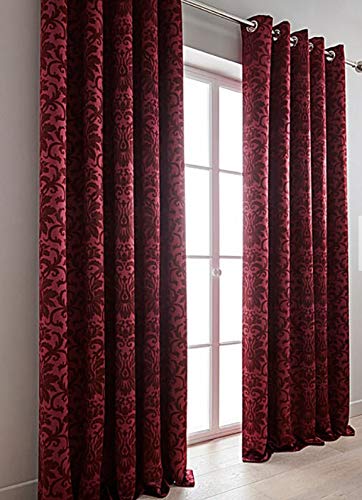 The Mill Shop May Damask Jacquard Dim Out Ring Top Curtains Wine