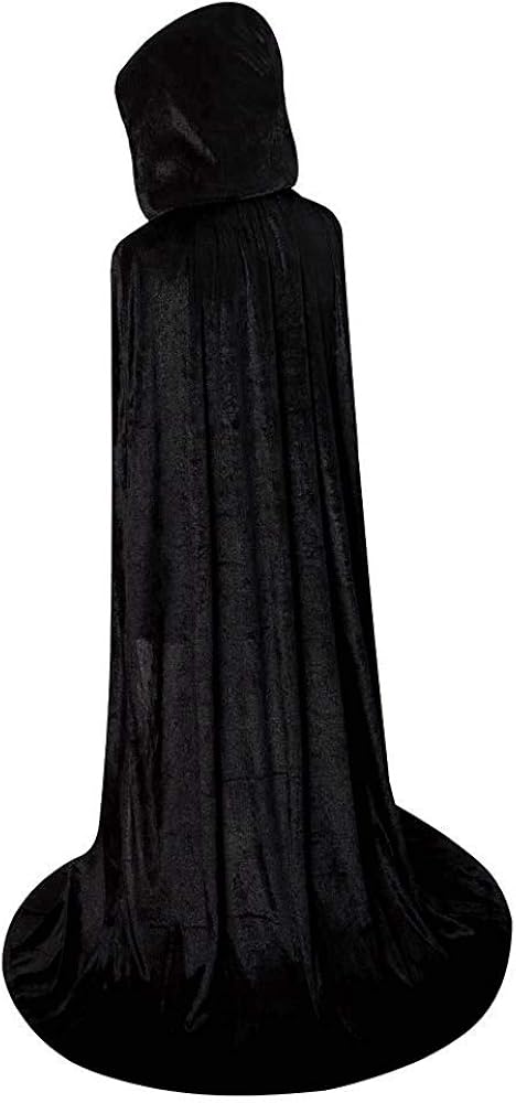 Unisex Full Length Hooded Robe Cloak Long Velvet Cape Cosplay Costume: Clothing