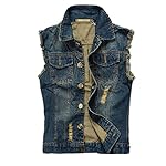 Men’s Brush Frazzle Denim Jean Vest Button up Motorcycle Jacket www.denim.fit