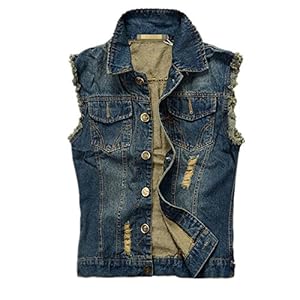Men’s Brush Frazzle Denim Jean Vest Button up Motorcycle Jacket www.denim.fit 2