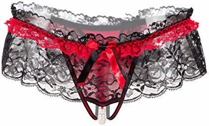 Kollway Sexy Cosplay Women's Sexy Lingerie Lace Thong Underwear Panty (Red)