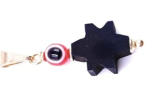 ALEA COLLECTION Genuine Azabache Charm Blue Evil Eye Powerful Protection Pendant Piedra Natural Contra El Mal De Ojo (Religious)