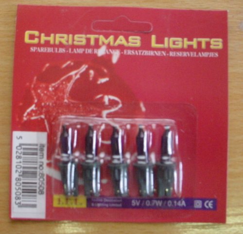 5 Dark Blue Push in Fairy Bulbs 5v 0.7w 0.14a (S48)