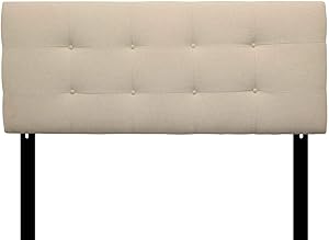 Sole Designs Ali Collection Padded Bedroom Headboard Panel with 8 Button Tufting, Arcadia Series, Natural Finish, Queen Sized Headboard