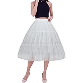 YULUOSHA Women Crinoline Petticoat Hoop Skirt Knee Length Ball Gown Chiffon Underskirt Half Slips for Wedding Victorian Dress