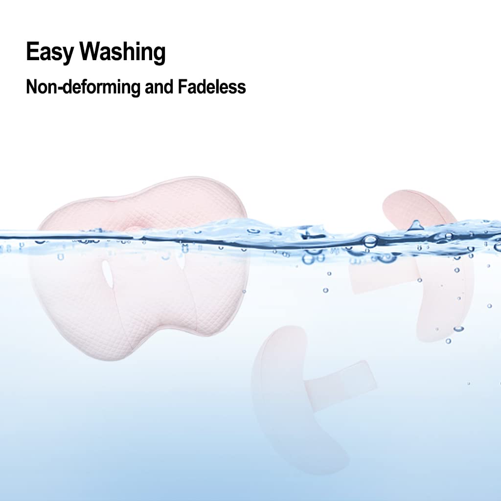 2 in 1 Baby Support Pillow, Banana Shape Baby Neck Head Travel Pillow Stroller Insert Cushion for Kids, Toddler, Pink