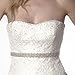 Braid Crystal Beaded Wedding Dress Sash Bridal Belt with Satin Ribbon, Off-White