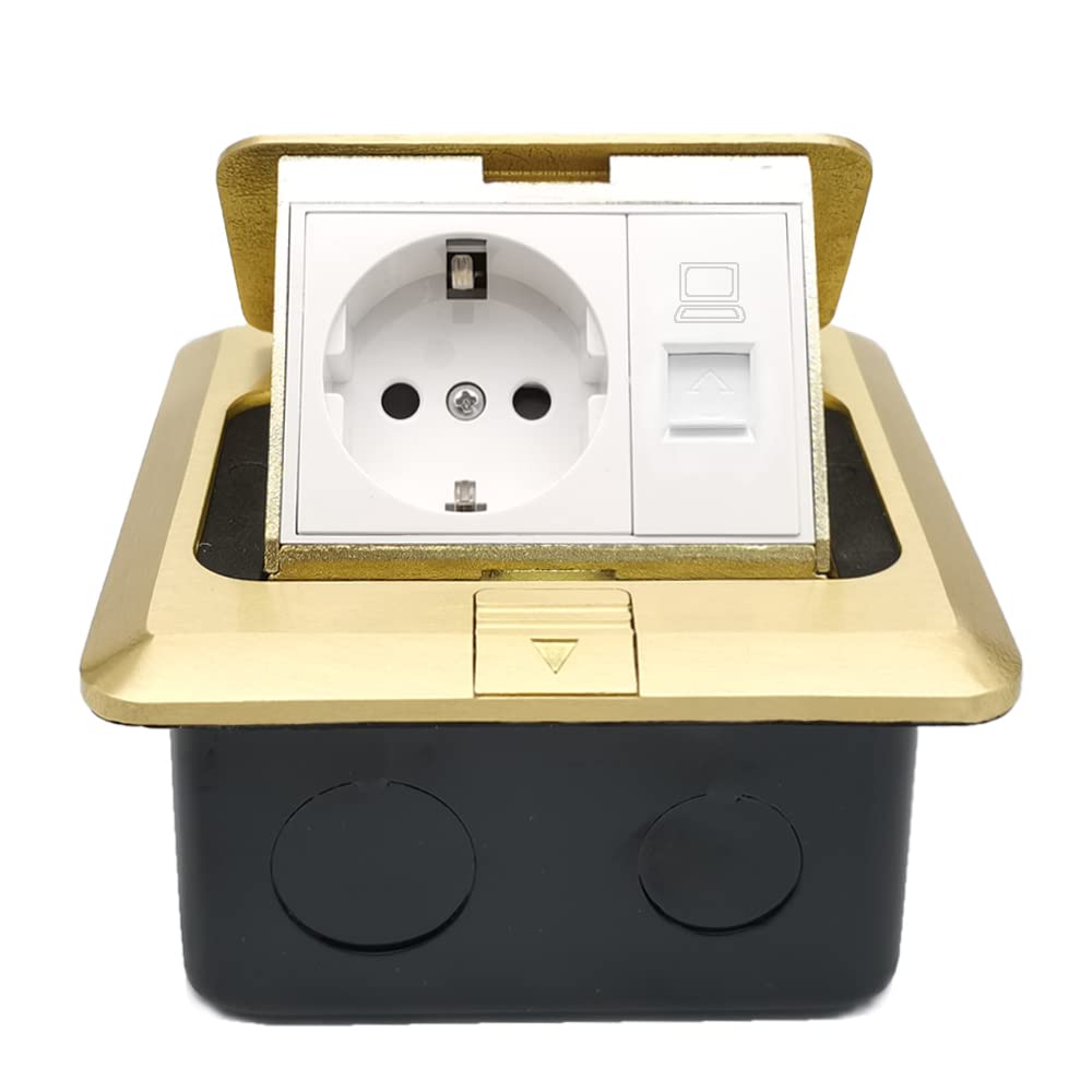 Bouncing Floor Socket 2-Way Table Socket Wall Socket Built-in Socket Retractable Socket with Network Cable for Floor Table Office Worktop Restaurant