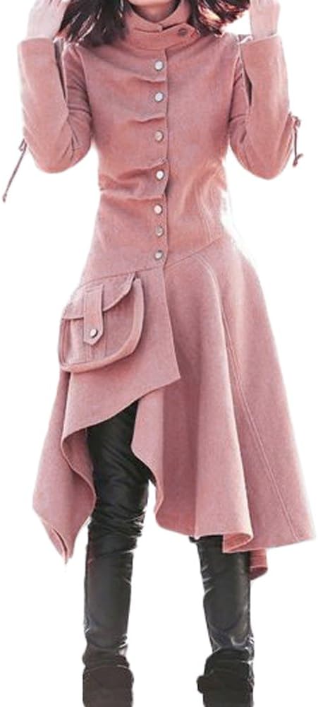 Bodycon4U Women's Irregular Asymmetric Hem Drape Front Faux Suede Jacket Trench Coat