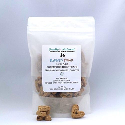 5 Calorie Superfood Dog Treats: All Natural, No Added Sugar, Non-Allergenic, Sourced & Made in USA: Blueberry Peanut (One 8 oz Bag, About 65 Treats)