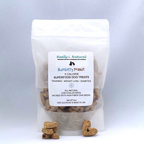 5 Calorie Superfood Dog Treats: All Natural, No Added Sugar, Non-Allergenic, Sourced & Made in USA: Blueberry Peanut (One 8 oz Bag, About 65 Treats)