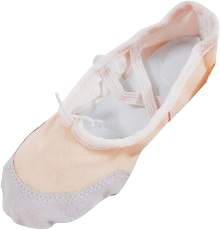 TEELONG Womens/Girls Dance Shoes Adult Canvas Ballet Dance Shoes Slippers Pointe Gymnastics Shoes Lightweight Soft Yoga Shoes Beige/Red/Black/Pink/White Size 3-7