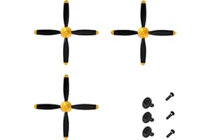 MOONZEAMUS 3 Sets Rc Plane 4-Blade Propeller with Propeller Savers and 3 Adapters for VOLANTEXRC 761-11 761-12 761-13 P40 BF109 P51 F4U T28 Spitfire Airplane New Version