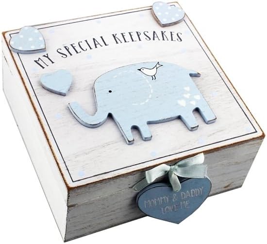 Petit Cheri Baby Boy Wooden Memories Keepsake Box Vintage Style