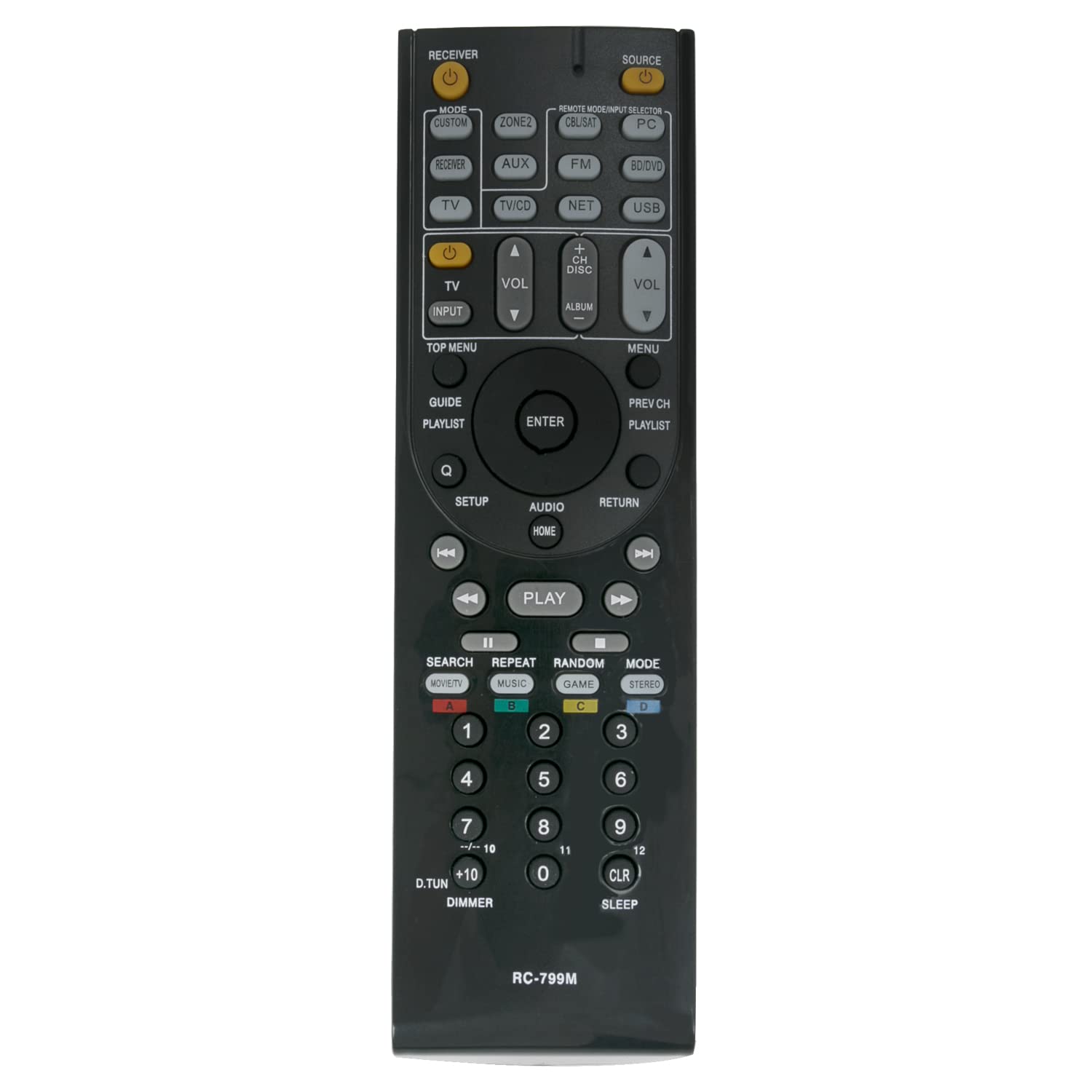 VINABTY RC-799M RC799M Replacement Remote Control fit for Onkyo AV Receiver HT-R558 HT-R548 HT-R391 TX-SR309 HT-S5405 HT-R591 HT-R590 TX-SR313 HT-S3505 HT-RC430 HT-S5400 HTS5500 HTS-5500 HT-S5500