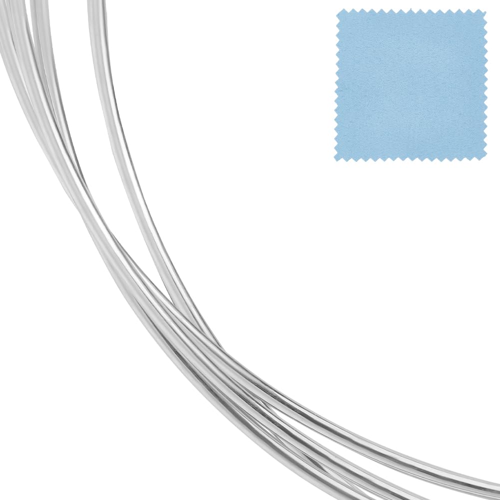 Beebeecraft 1.2mm 1.64 Feet Sterling Silver Beading Wire Round Hard Jewelry Crafts Making Wires for Bracelets Necklaces Anklets