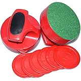 Air Hockey Red Replacement Pucks & Slider Pusher Goalies for Game Tables, Equipment, Accessories (2 Striker, 6 Puck Pack) (Pro-Series)