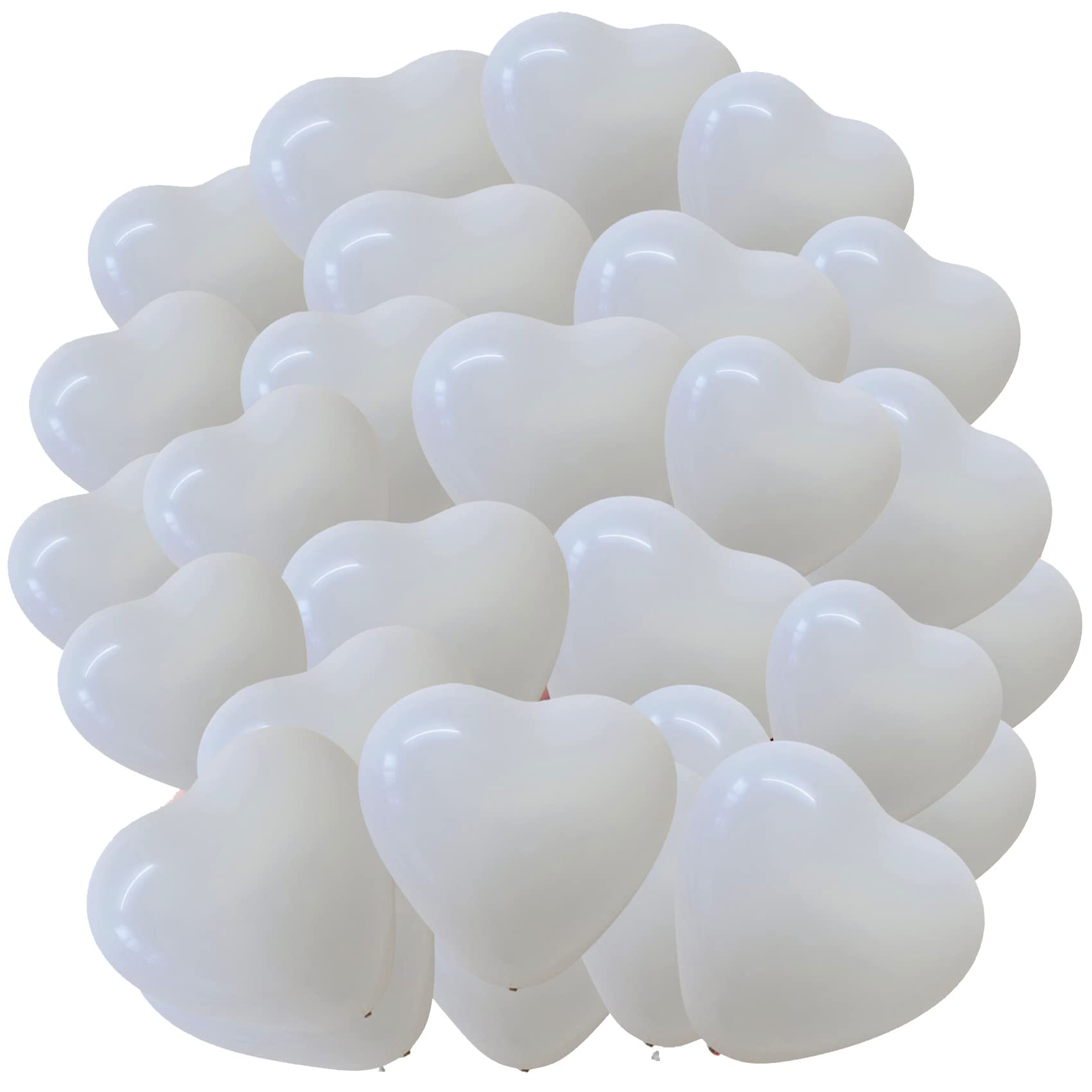 Latex Heart Balloons - 12" Love You Valentine's & Wedding Romantic Balloons - White, 100 Pack