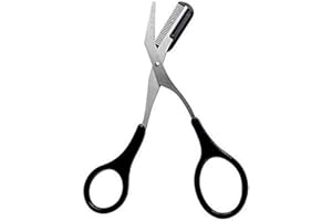 ericotry Professional Precision Eyebrow Trimmer Scissors Scissors with Comb and Non Slip Finger Grips Black Silver Tone for Men Women Hair Removal Grooming Shaping Black