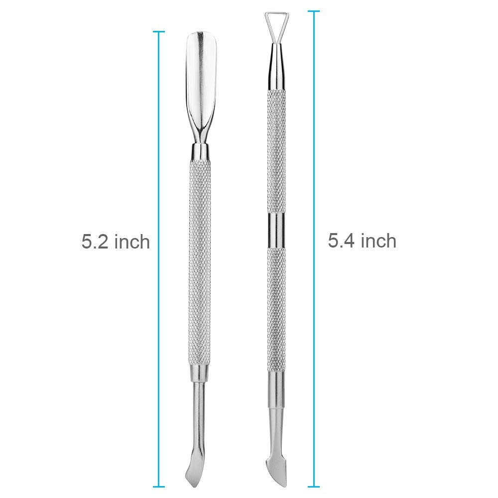 Cuticle Pusher Stainless Steel and Cutter (2PCS), Triangle Cuticle Nail Pusher Peeler, Professional Grade Stainless Steel Cuticle Remover, Durable Pedicure Manicure Tools for Fingernails Toenails: Beauty