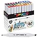 40 Color Super Markers Primary Tones Dual Tip Set - Double-Ended Permanent Art Markers with Fine Bullet and Chisel Point Tips - Ergonomic Tri-Oval Barrels - Draw, Sketch, Illustrate, Render, Manga