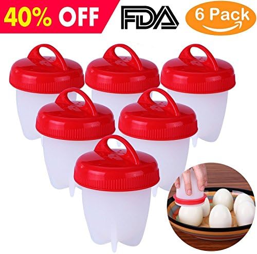 Egg Cooker, Hard Boiled Egg Maker, Egg Poacher, Egg Cups, FDA Approved, BPA Free, Non Stick Silicone Egg Cups, Pack of 6
