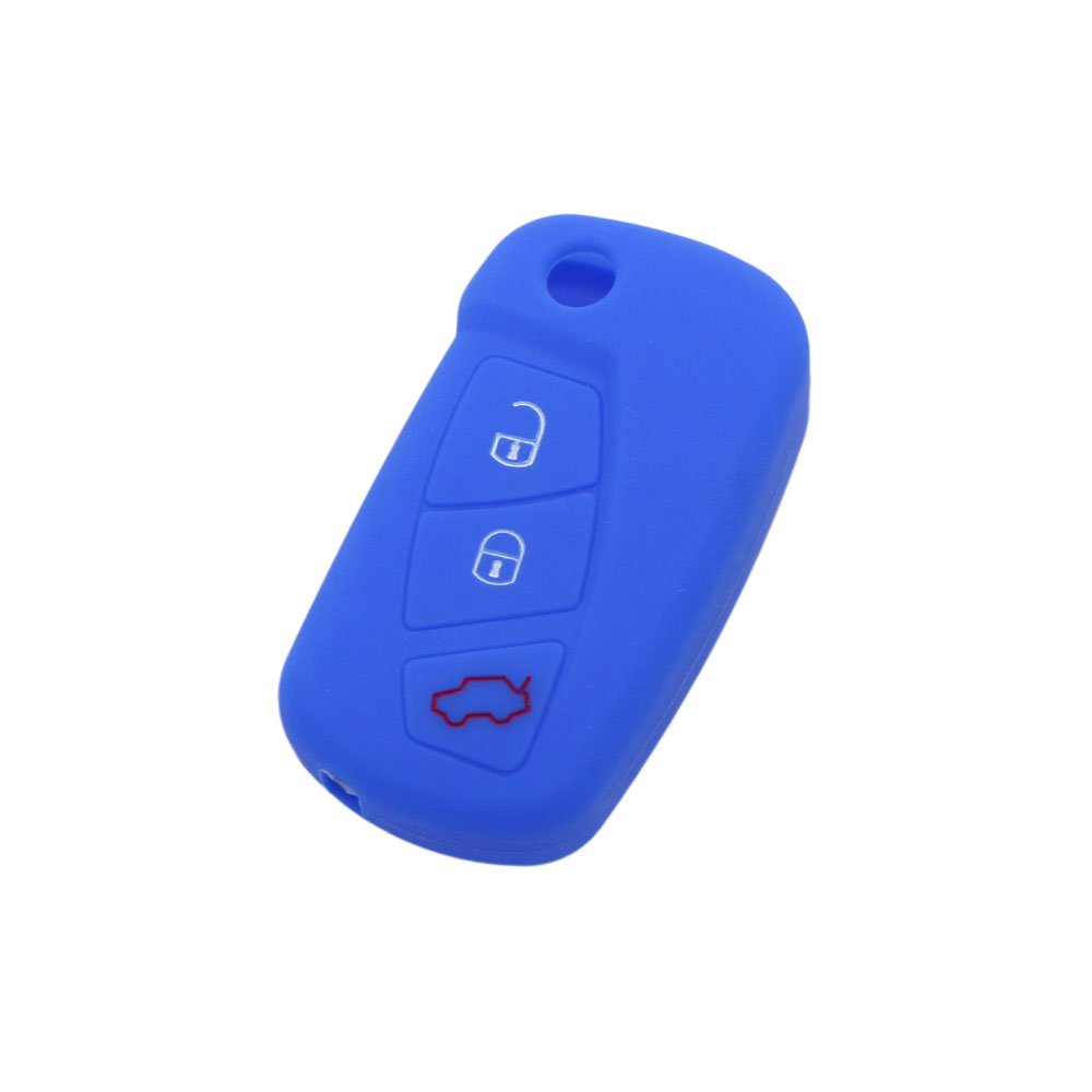 BROVACS Silicone Cover Protector Case Holder Skin Jacket Compatible with FORD 3 Button Flip Remote Key Fob CV9700 Deep Blue