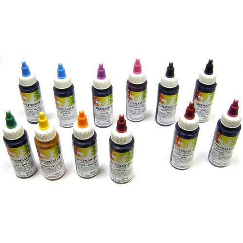 Chefmaster Liqua-Gel Variety Pack, Twelve 2.3 Ounce Bottles