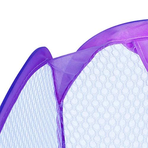 Portable, Durable Handles, Laundry Basket Pop Up Mesh Bin Tidy Storage Foldable Cloth Washing Bags Hamper 2Pcs (Purple)