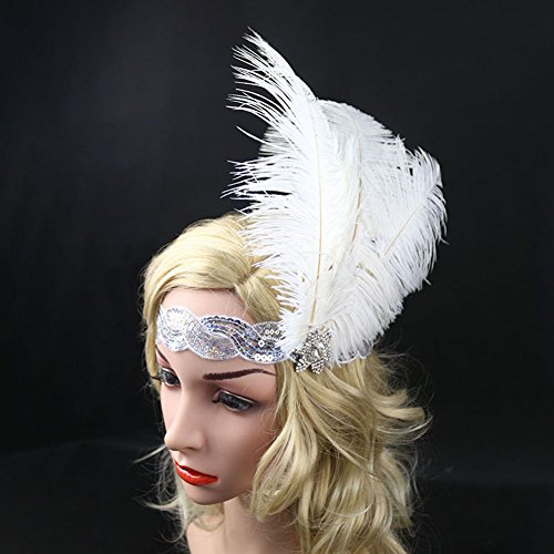 DJHbuy Wedding Cocktail Party Feather Sequins Headband 1920s Gatsby Flapper Hairband - Image 5