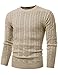 GIVON Mens Slim Fit Cable Knit Long Sleeve Crew-Neck Pullover Sweater