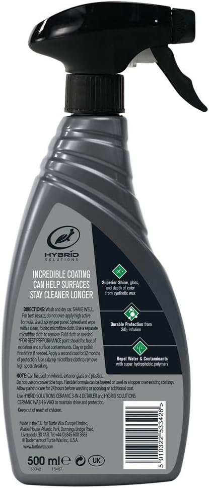 Turtle Wax Hybrid Solutions Ceramic Spray Coating, High Shine Car Wax, Offers Durable Paint Protection - Image 3