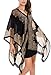 DJT Womens Paisley Print Chiffon Beachwear Poncho Bikini Cover Up Top X-Large Black