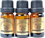 3 Essential Oil Blends Gift Set - ( Anxiety Relief, Uplifting Energizing, Relaxation Blend ) - 100% Natural Pure Undiluted Therapeutic Grade for Aromatherapy, Scents & Diffuser - Depression, Calming