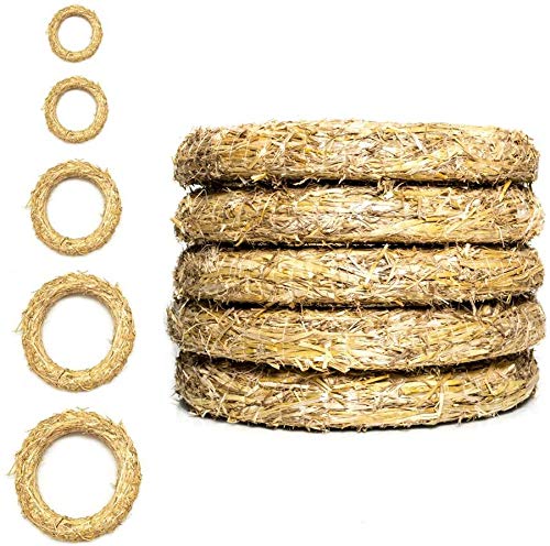 DekoPrinz® Straw Wreaths, Pack of 5, 20 cm Diameter, 3 cm Thick, Straw Romans, Door Wreath, Decorative Wreath, Blank Wreath, Straw Ring