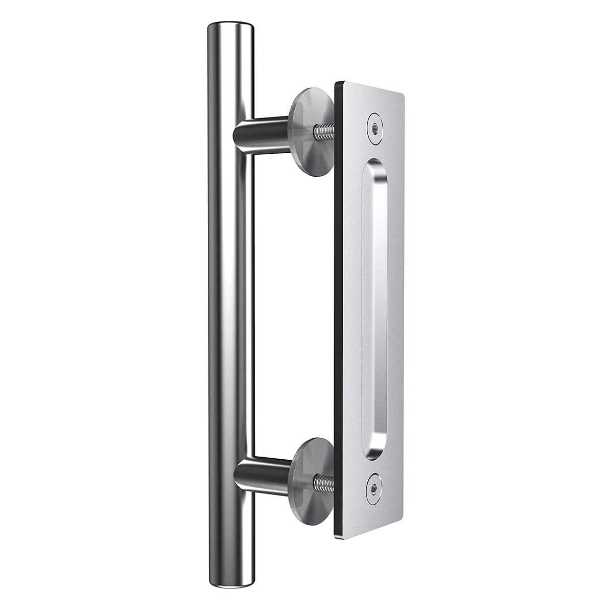 WOLFBIRD 24CM Sliding Barn Door Handle Stainless Steel Pull and Flush Set Two-Sided Silver — image 1