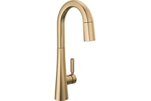 Delta Faucet Monrovia Gold Bar Faucet with Pull Down Sprayer, Bar Sink Faucet Single Hole, Wet Bar Faucets, Prep Sink Faucet, Faucet for Bar Sink, Lumicoat Champagne Bronze 9991-CZ-PR-DST