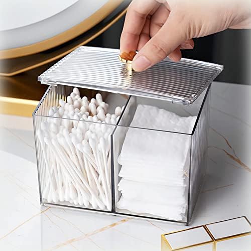 Acrylic Cotton Swab Holder, Qtip Holder Dispenser Bathroom Jar, Vanity