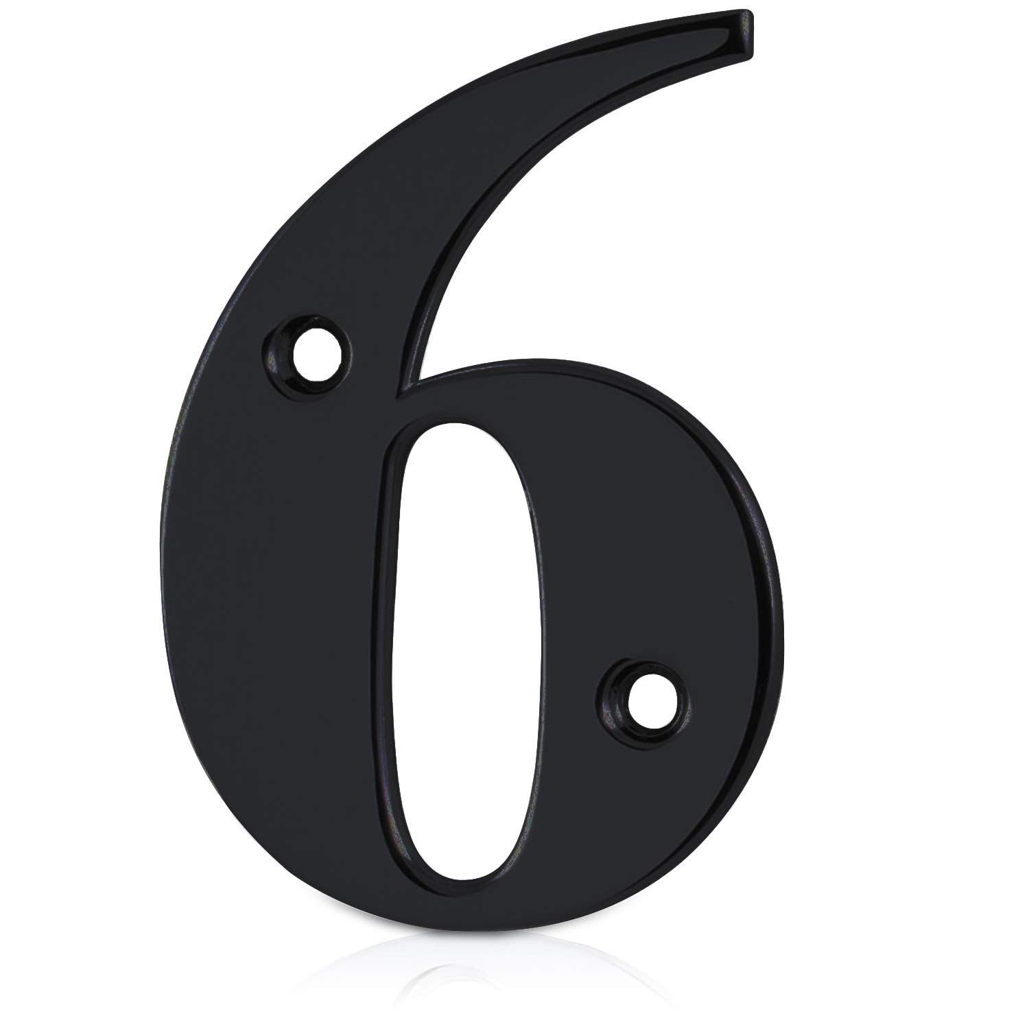 XFORT Matt Black Front Door Number 6, House Number Suitable for All Door Types including Wooden, uPVC, and Composite.