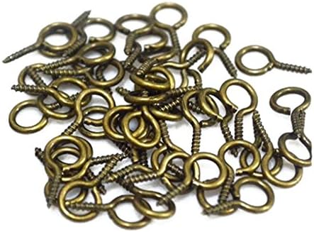 BUBUYMALL 1000 Tiny Screw Eyes Bails Top Drilled Beads Findings (5x10mm, bronze)
