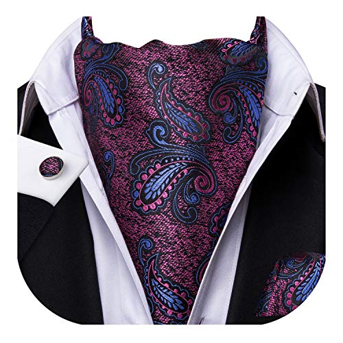 Dubulle Men Purple Paisely Silk Cravat Ties Jacquard Woven Casual Ascot