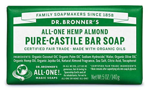 Dr. Bronner's - Pure-Castile Bar Soap (Almond, 5 oz, 6-Pack) - Made with Organic Oils, For Face, Body & Hair, Gentle… - Image 2