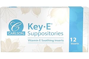 Carlson - Key-E Suppositories, 30 IU (20 mg) Vitamin E Suppository, Lubricates Dry Areas, for Women and Men, 12 Count