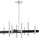 Livex Lighting 49348-91 Denmark Collection 8-Light Chandelier with Exposed Bulbs, Brushed Nickel, 28 x 28 x 44