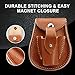 Hunting Slingshot Pouch WithTop Grade 2 in 1 Genuine Leather Ball Magnet Ammo Pouch Bag Case Holder CL17(Brown)